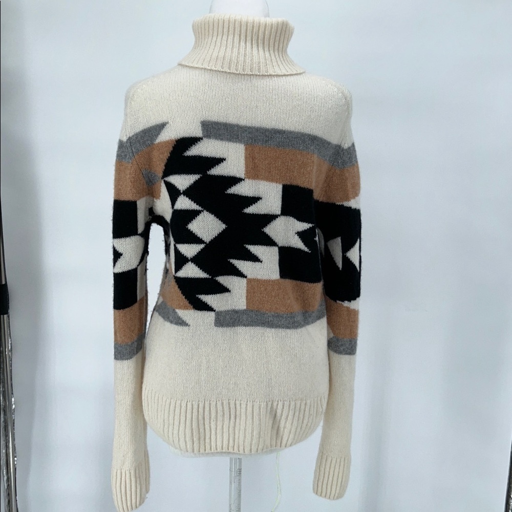 Perch x Apres 100% Cashmere Turtleneck Sweater Aztec Geometric Small - Picture 4 of 12